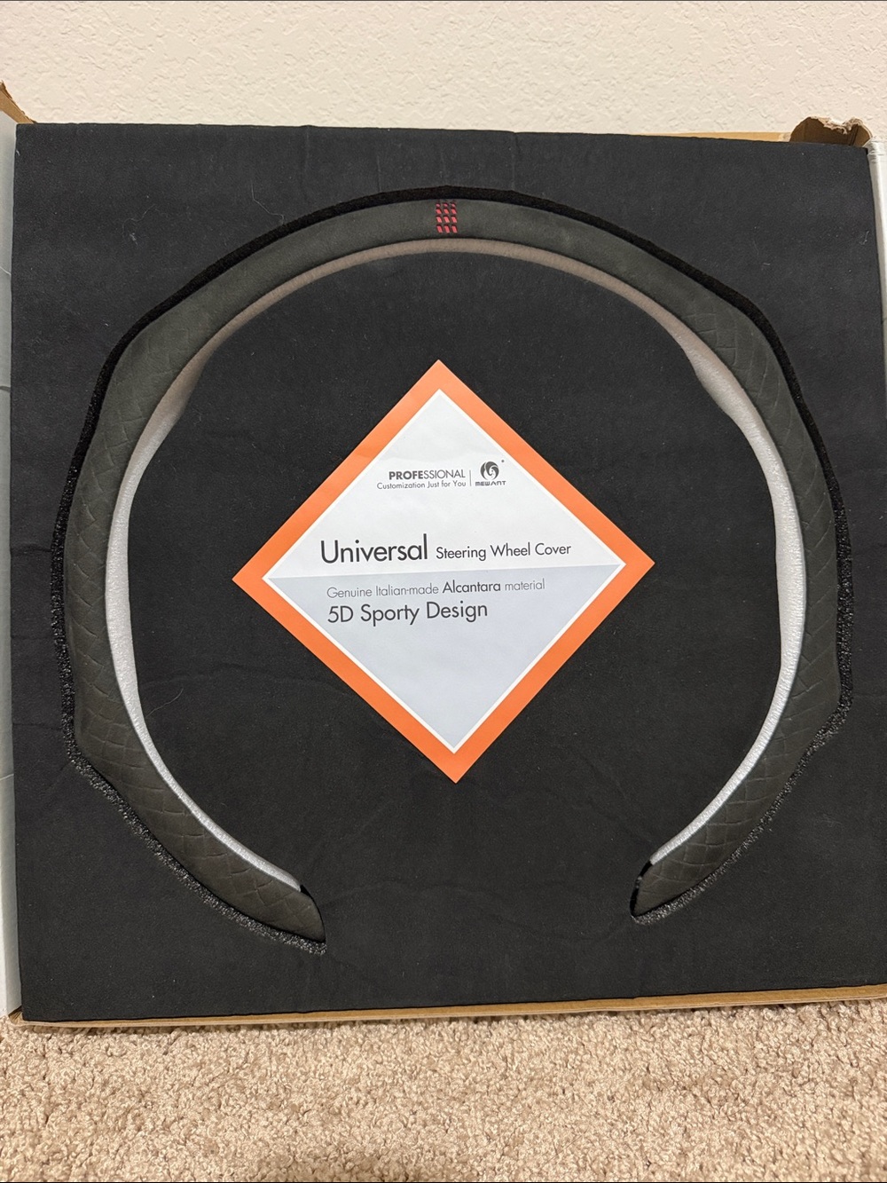 Universal 5D Alcantera Steering Wheel Cover - Black